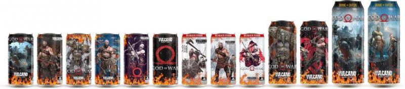 Vulcano Energy Drink embalagem God of War